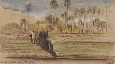 Between Ibreem and Wady Halfeh, 2:45 pm, 2 February 1867 by Edward Lear